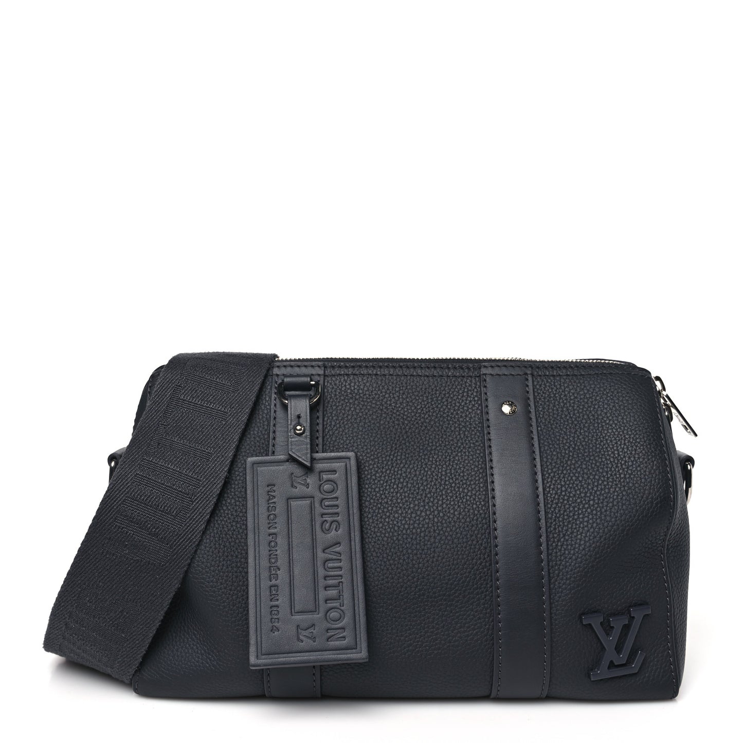 Grained Calfskin Aerogram City Keepall Ink Blue