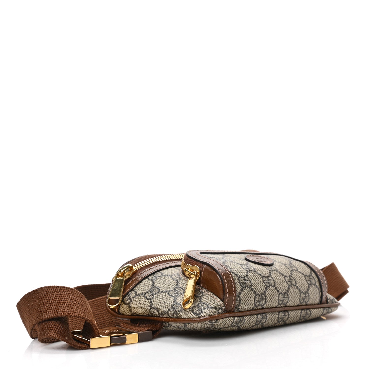 Gucci GG Supreme Monogram Textured Calfskin Retro Interlocking G Belt Bag Beige Ebony Brown Sugar 4 of 8