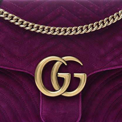 Gucci Velvet Matelasse Medium GG Marmont Shoulder Bag Fuchsia Violet Cyclamen 8 of 16