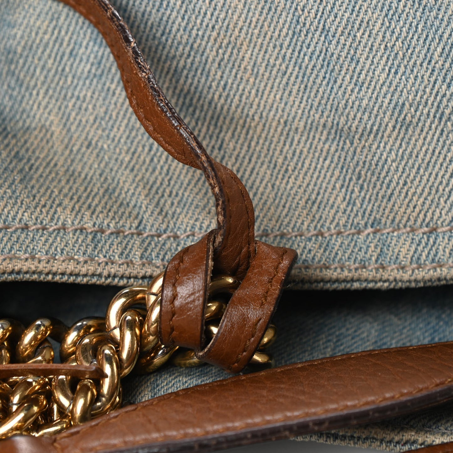 Denim Medium Soho Chain Shoulder Bag Blue