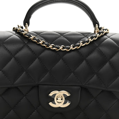 Chanel Lambskin Quilted Mini Top Handle Rectangular Flap Black 8 of 10