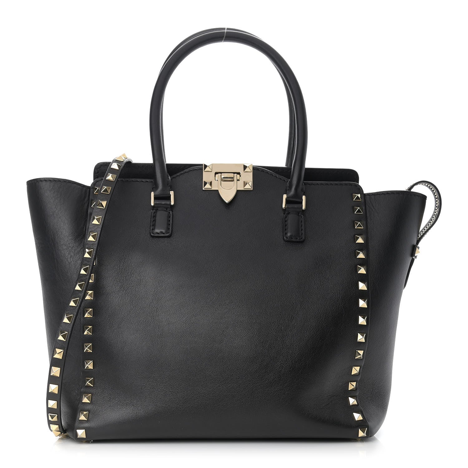 Valentino Garavani Vitello Rockstud Double Handle Tote Black 1 of 10