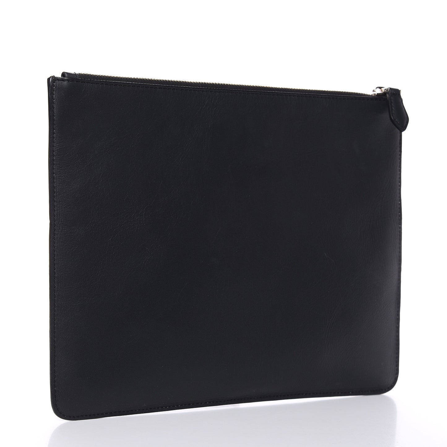 Calfskin Cobra Print Zip Pouch Black
