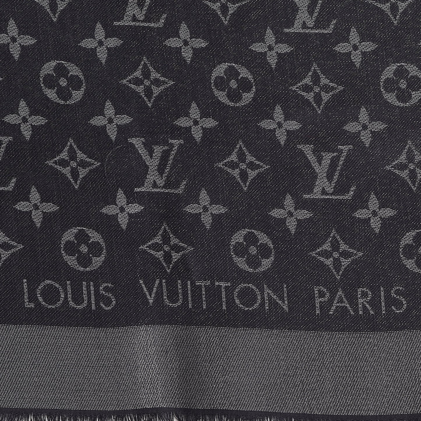 Silk Lurex Wool Monogram Shine Shawl Black