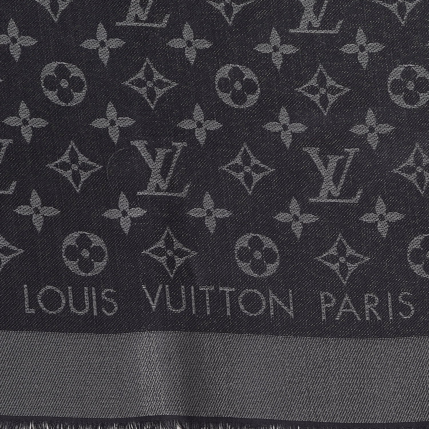 Louis Vuitton Silk Lurex Wool Monogram Shine Shawl Black 3 of 5