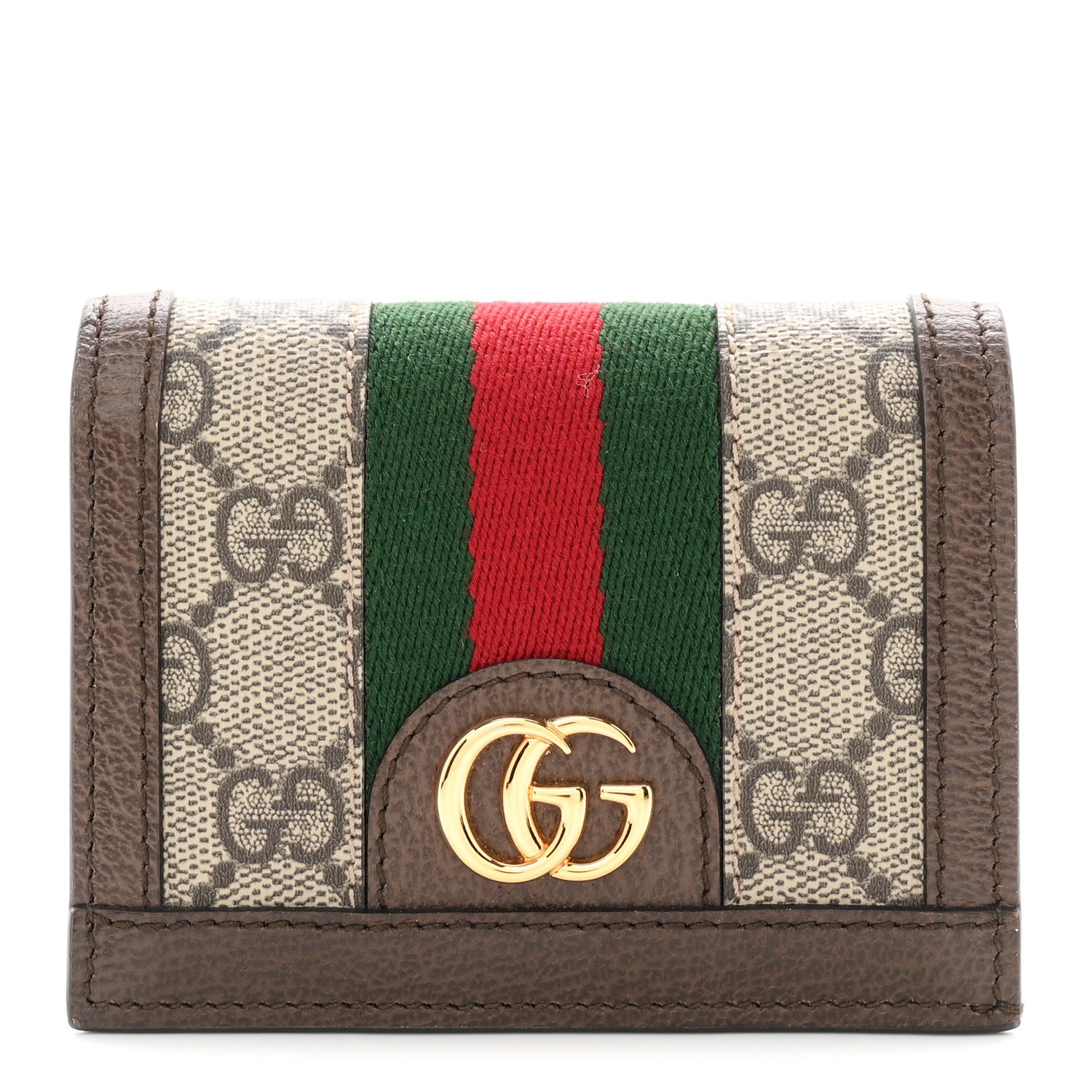 Gucci GG Supreme Monogram Web Ophidia Card Case Beige New Acero 1 of 8