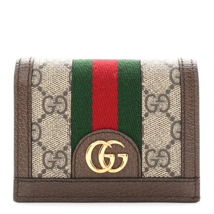 Gucci GG Supreme Monogram Web Ophidia Card Case Beige New Acero 1 of 8