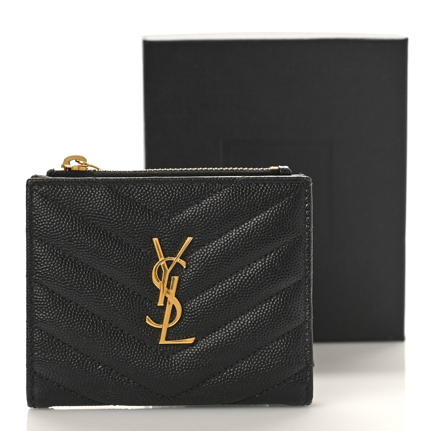 Grain De Poudre Matelasse Chevron Monogram Zipped Card Case Black