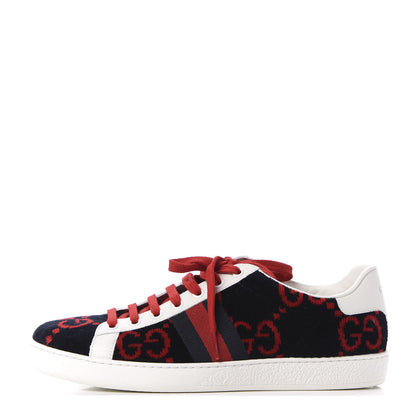 Gucci Terry Cloth GG Monogram Web Womens Ace Sneakers 40 Blue Red 1 of 12