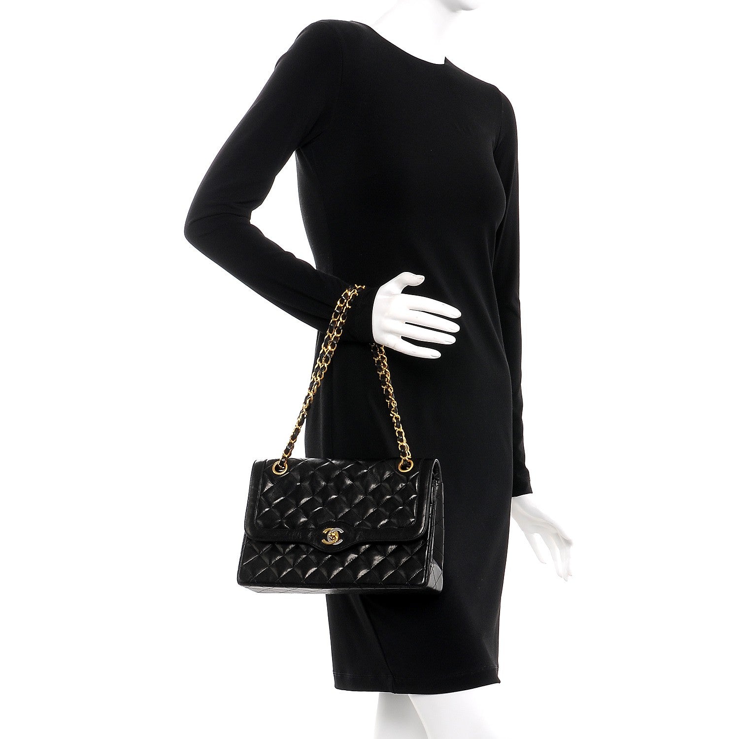 Chanel Lambskin Quilted Medium Double Flap Black 3 of 9
