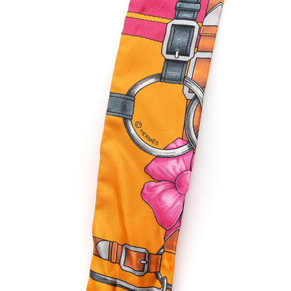 Hermes Silk Grand Manege Fleuri Twilly Bouton D'Or Violet Rose 3 of 4
