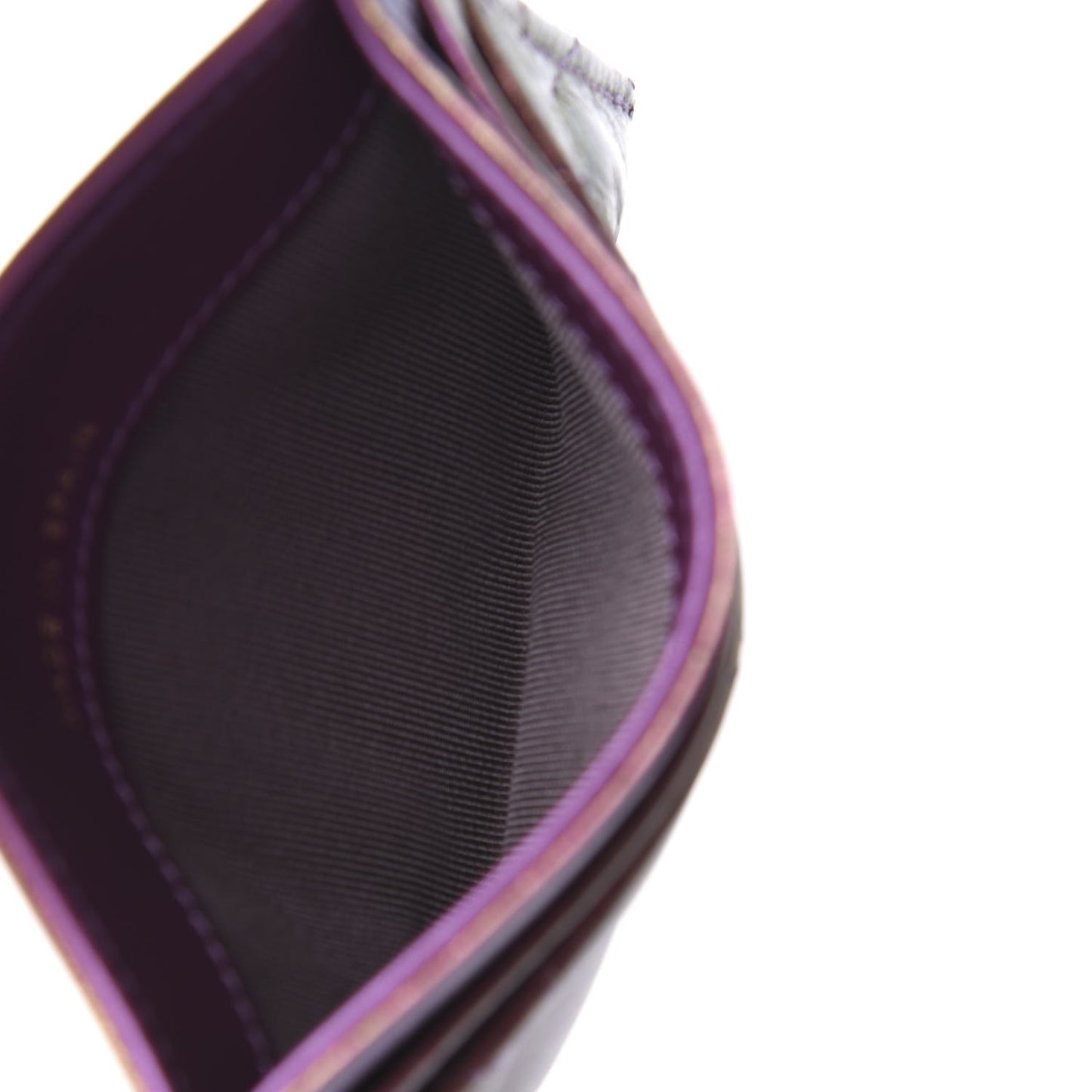 Iridescent Lambskin Quilted Card Holder Purple