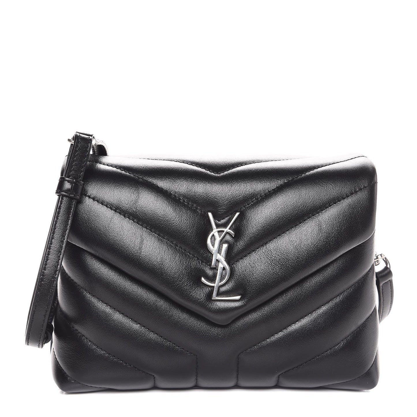 Calfskin Y Quilted Monogram Toy Loulou Crossbody Bag Black