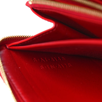 Celine Lambskin Quilted Large C Charm Zip Around Wallet Red 8 of 13
