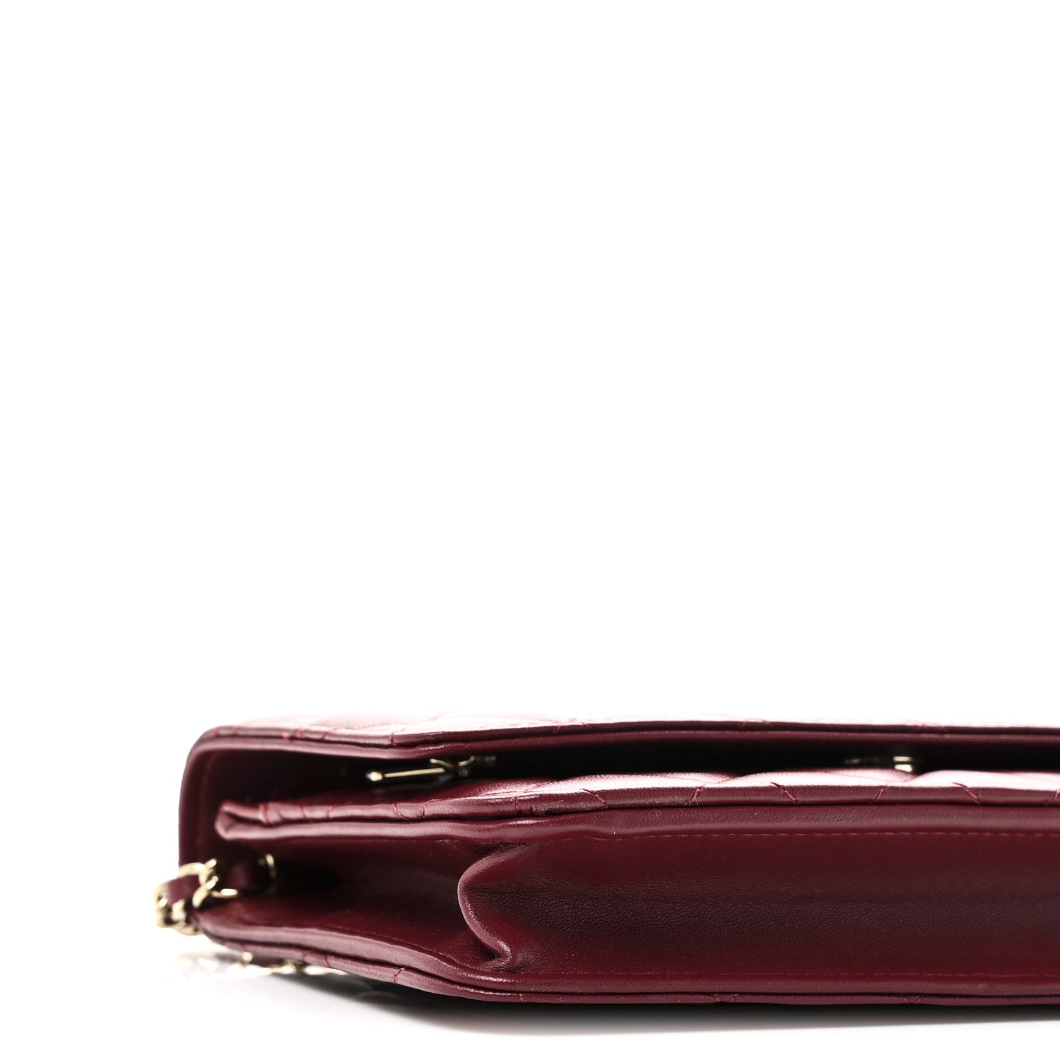 Chanel Lambskin Quilted Wallet On Chain WOC Burgundy 10 of 12