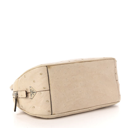 Prada Ostrich Mini Bowling Bag Beige 4 of 13