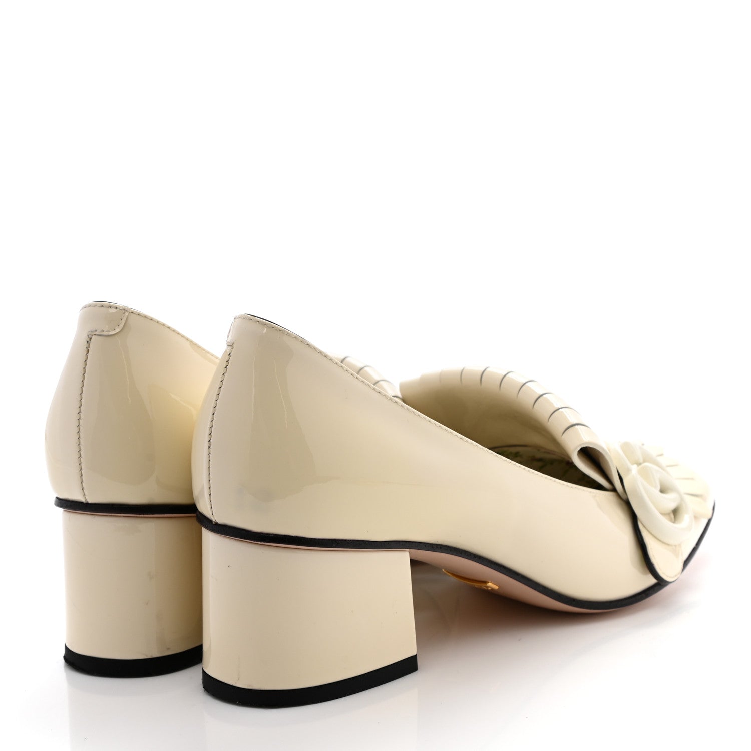 Gucci Vernice GG Marmont Fringe 50mm Loafer Pumps 35.5 Mystic White 4 of 8