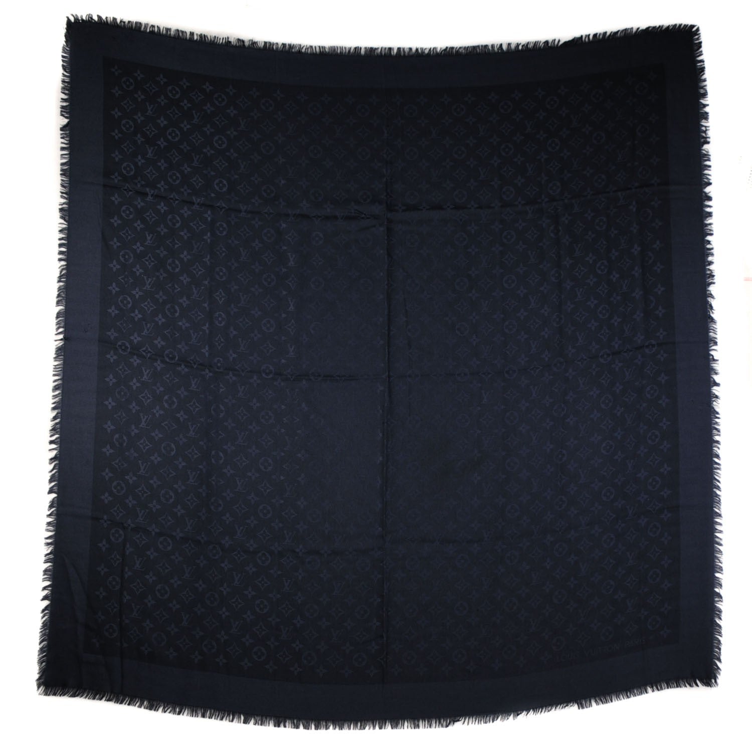 Louis Vuitton Silk Wool Monogram Shawl Night Blue 2 of 6