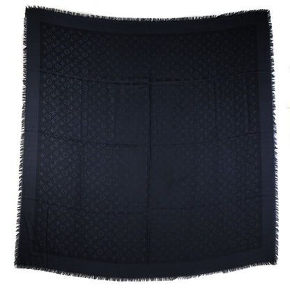 Louis Vuitton Silk Wool Monogram Shawl Night Blue 2 of 6