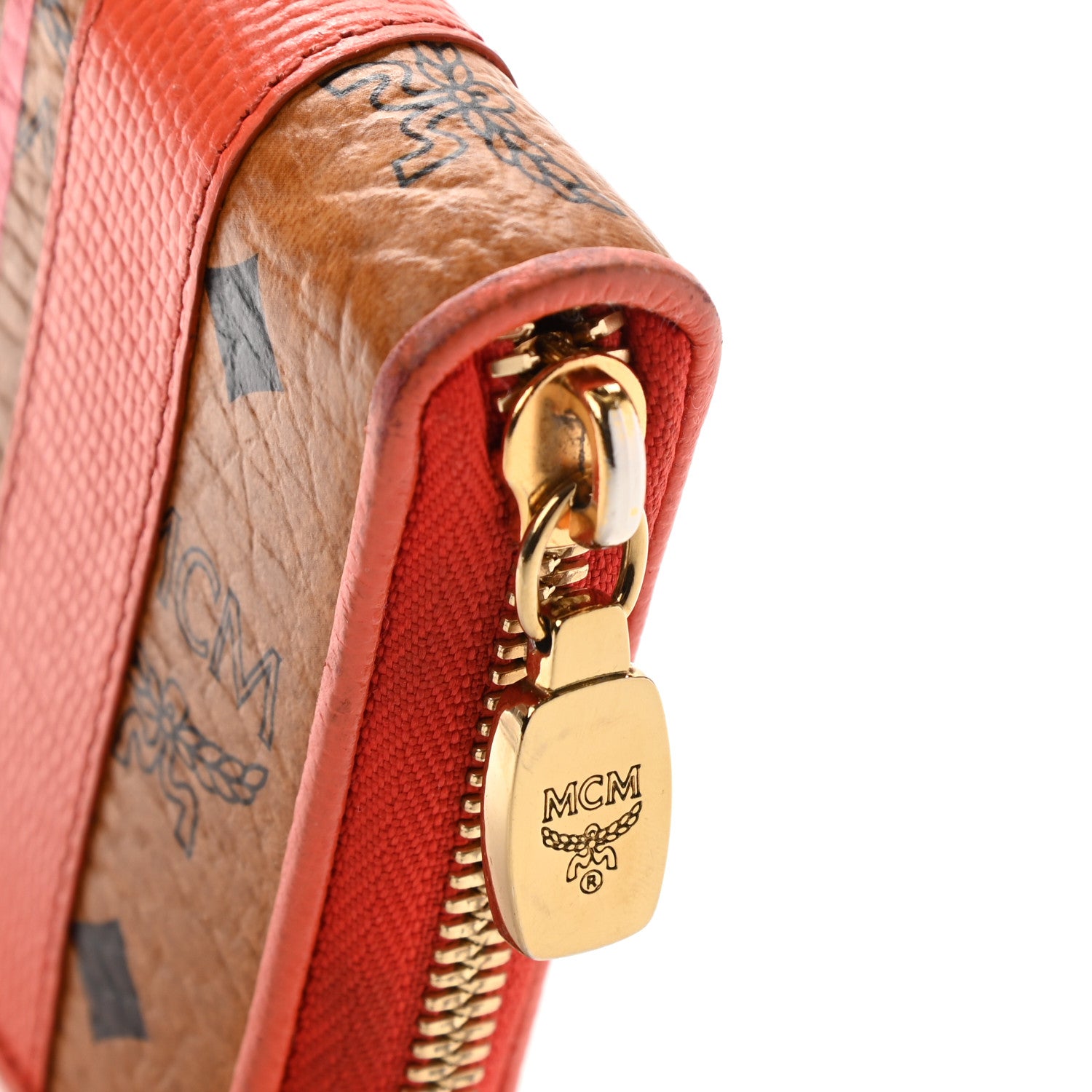 MCM Visetos Striped Zip Around Wallet Cognac 11 of 16