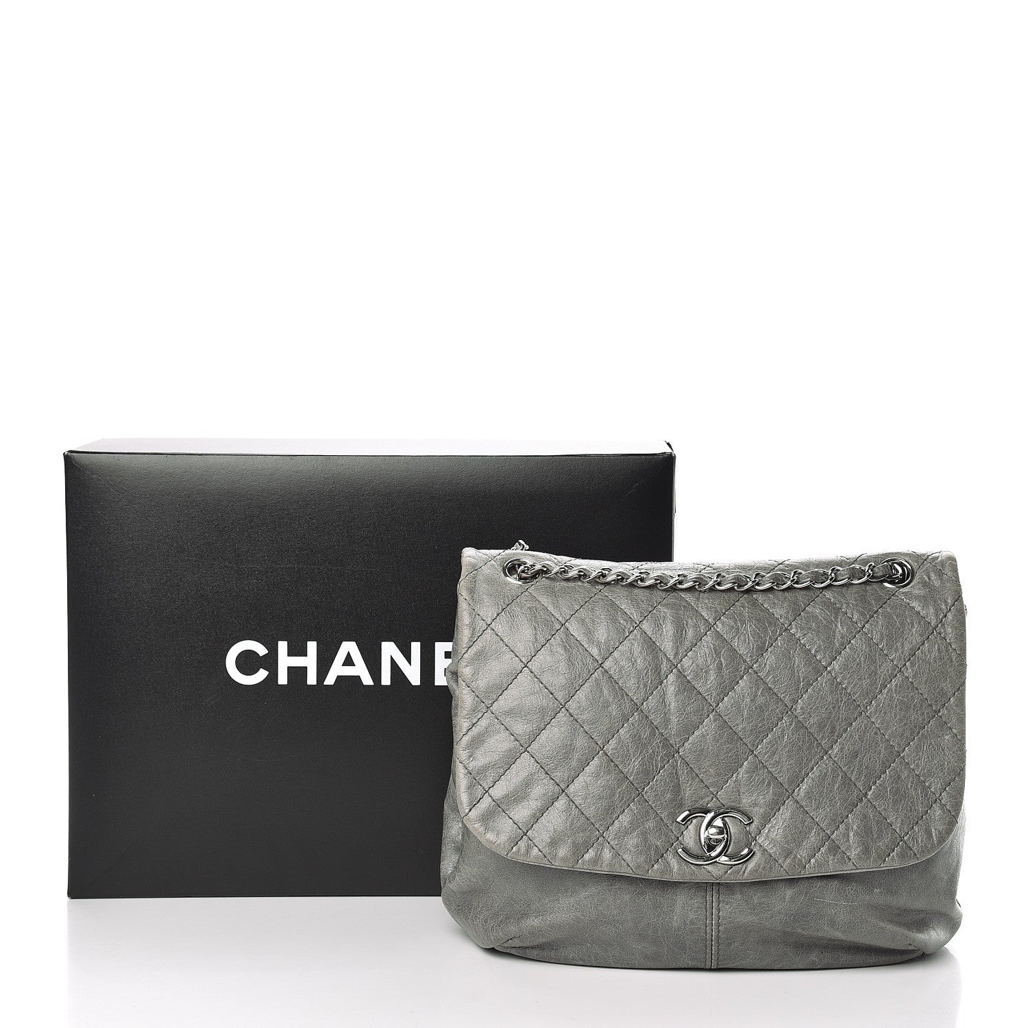 Chanel Shiny Lambskin Quilted Medium Trianon Messenger Flap Gris Fonce 11 of 11