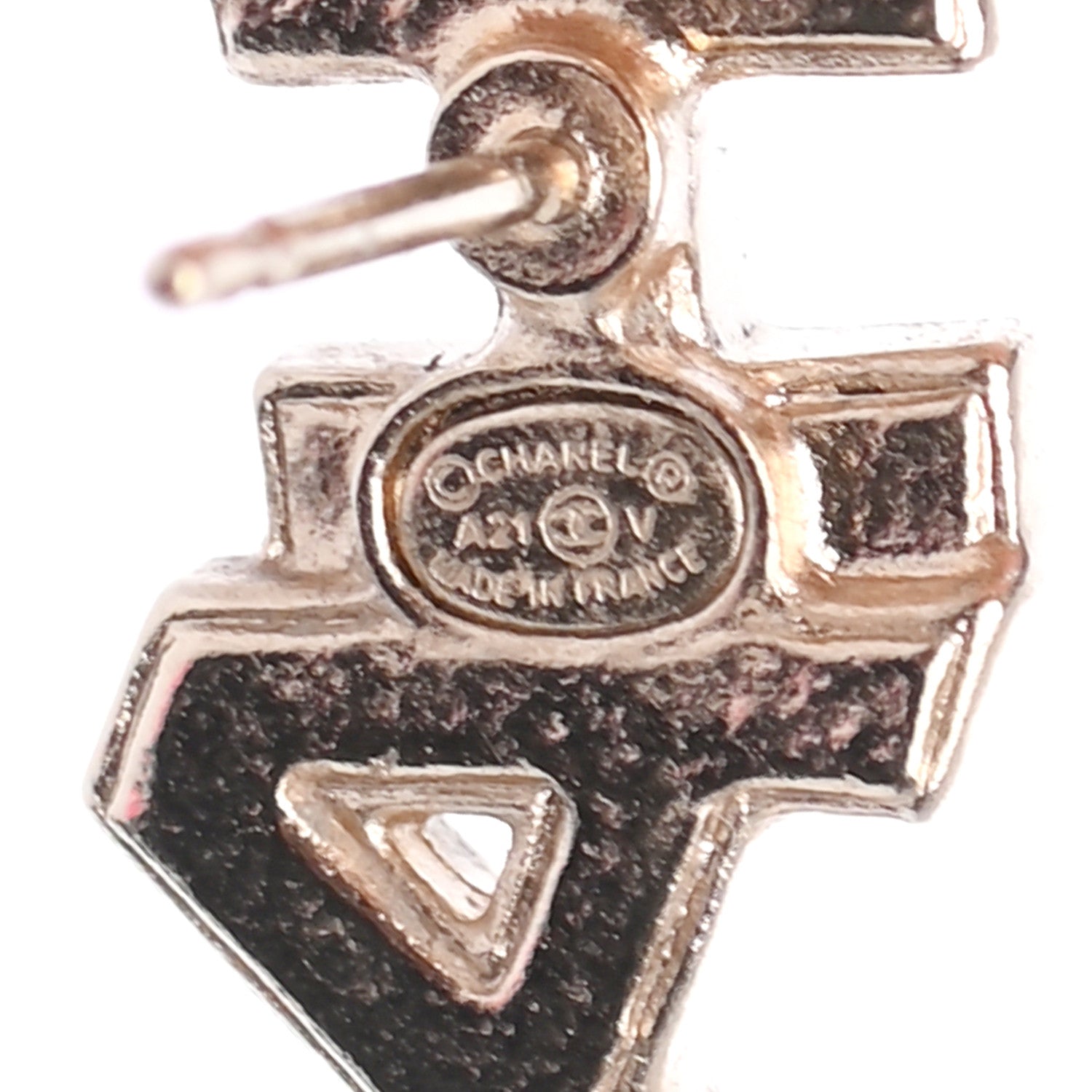 Chanel Crystal Pearl Signature Stud Earrings Gold 4 of 4