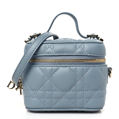 Christian Dior Lambskin Cannage Micro Lady Dior Vanity Case Cloud Blue 1 of 8