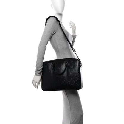 Gucci Calfskin GG Tennis Embossed Briefcase Black 2 of 10