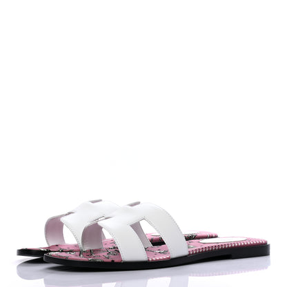 Hermes Box Calfskin Bois De Rose Oran Sandals 39.5 White 3 of 8