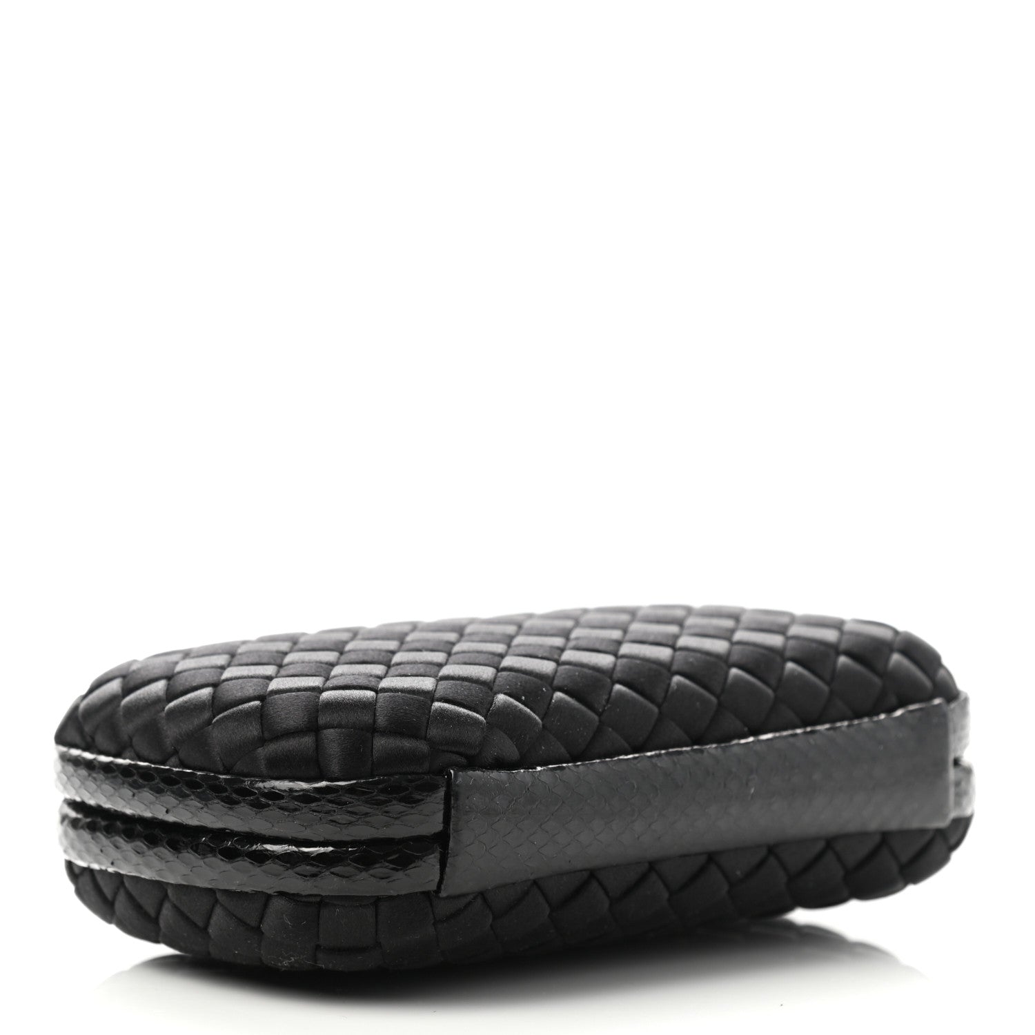 Bottega Veneta Satin Ayers Intrecciato Chain Knot Clutch Black 4 of 6