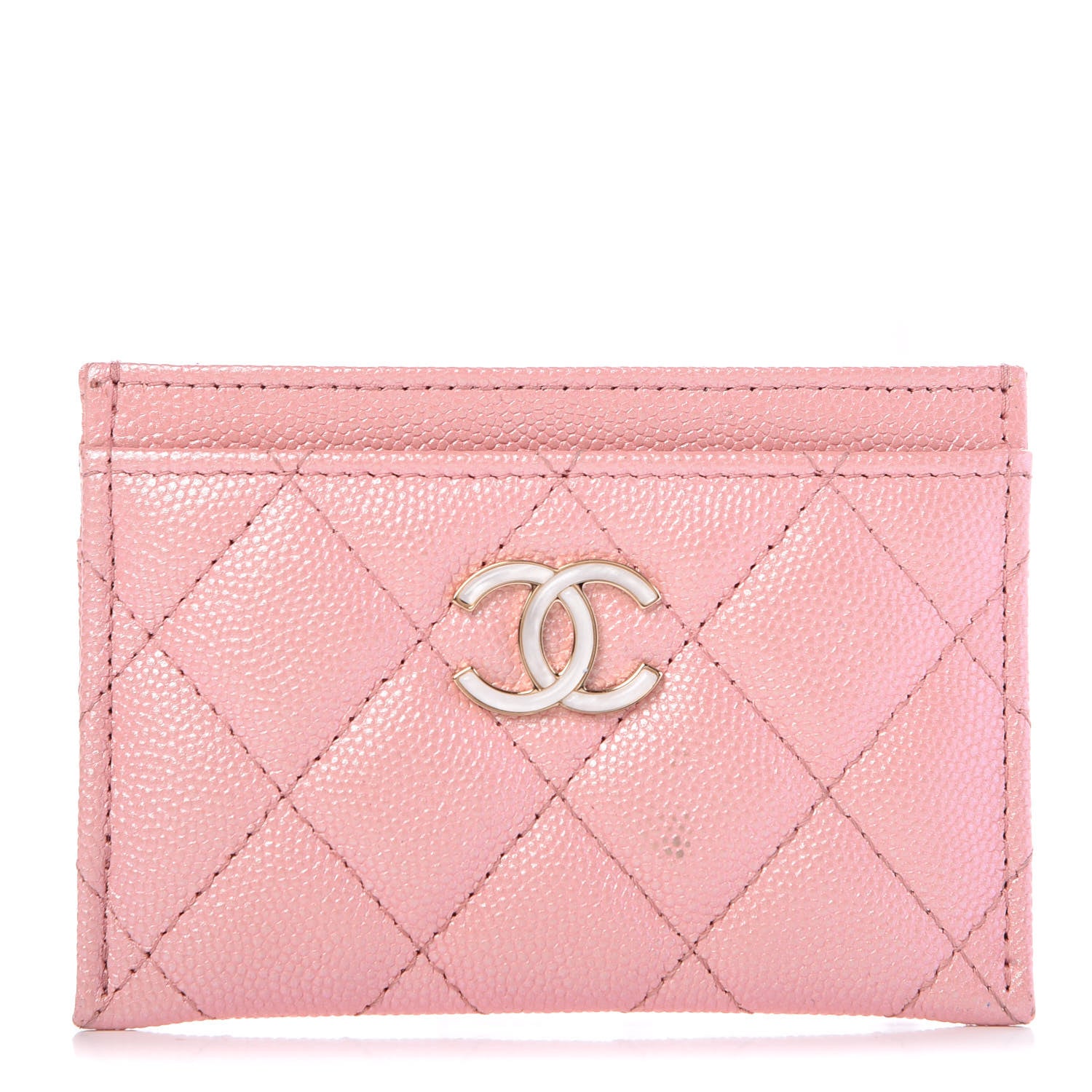 Chanel Iridescent Caviar Quilted Card Holder Rose Pink 1 of 13