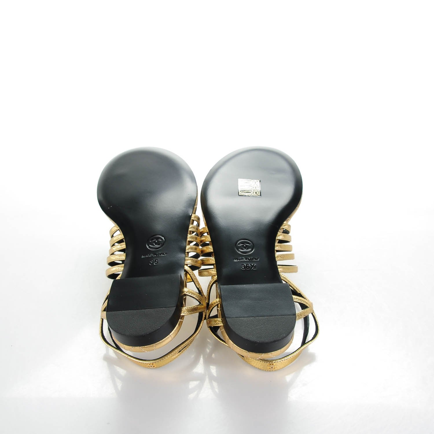 Chanel Crumpled Calfskin Camellia Pearl Thong Sandals 36.5 Gold 5 of 7