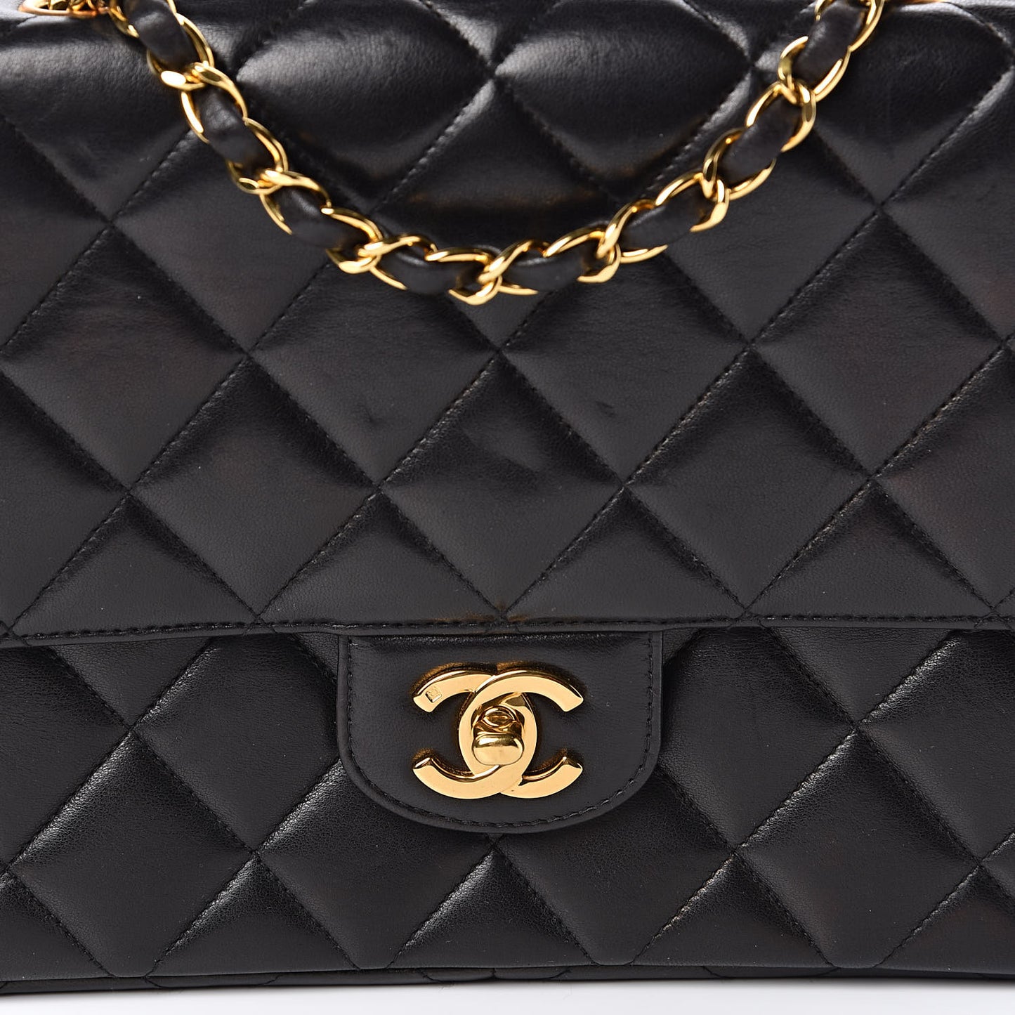 Lambskin Quilted Medium Single Flap Black