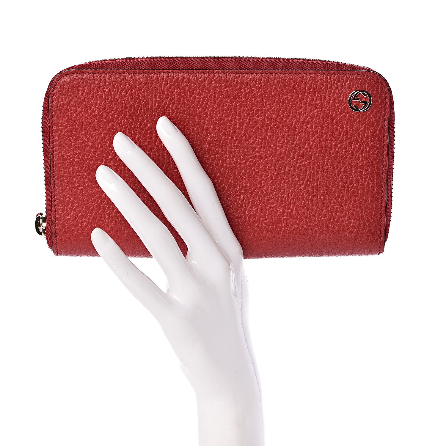 Gucci Dollar Calfskin GG Zip Around Wallet Red 2 of 6