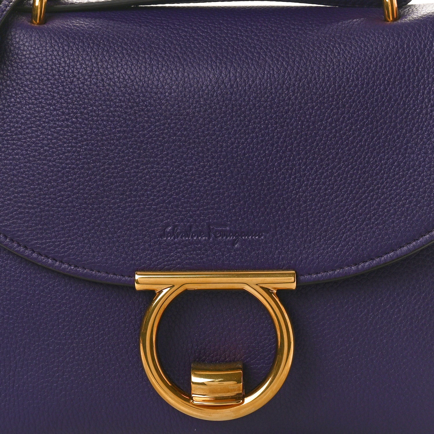 Salvatore Ferragamo Calfskin Small Margot Top Handle Satchel Sommerso Purple 7 of 9