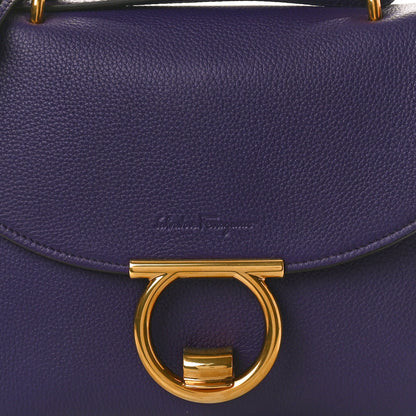 Salvatore Ferragamo Calfskin Small Margot Top Handle Satchel Sommerso Purple 7 of 9