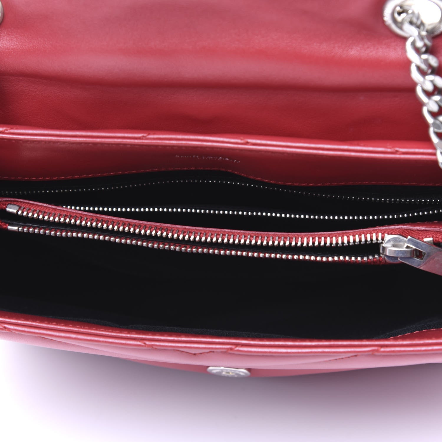 Saint Laurent Calfskin Y Quilted Monogram Medium Loulou Chain Satchel Lipstick Red 4 of 8