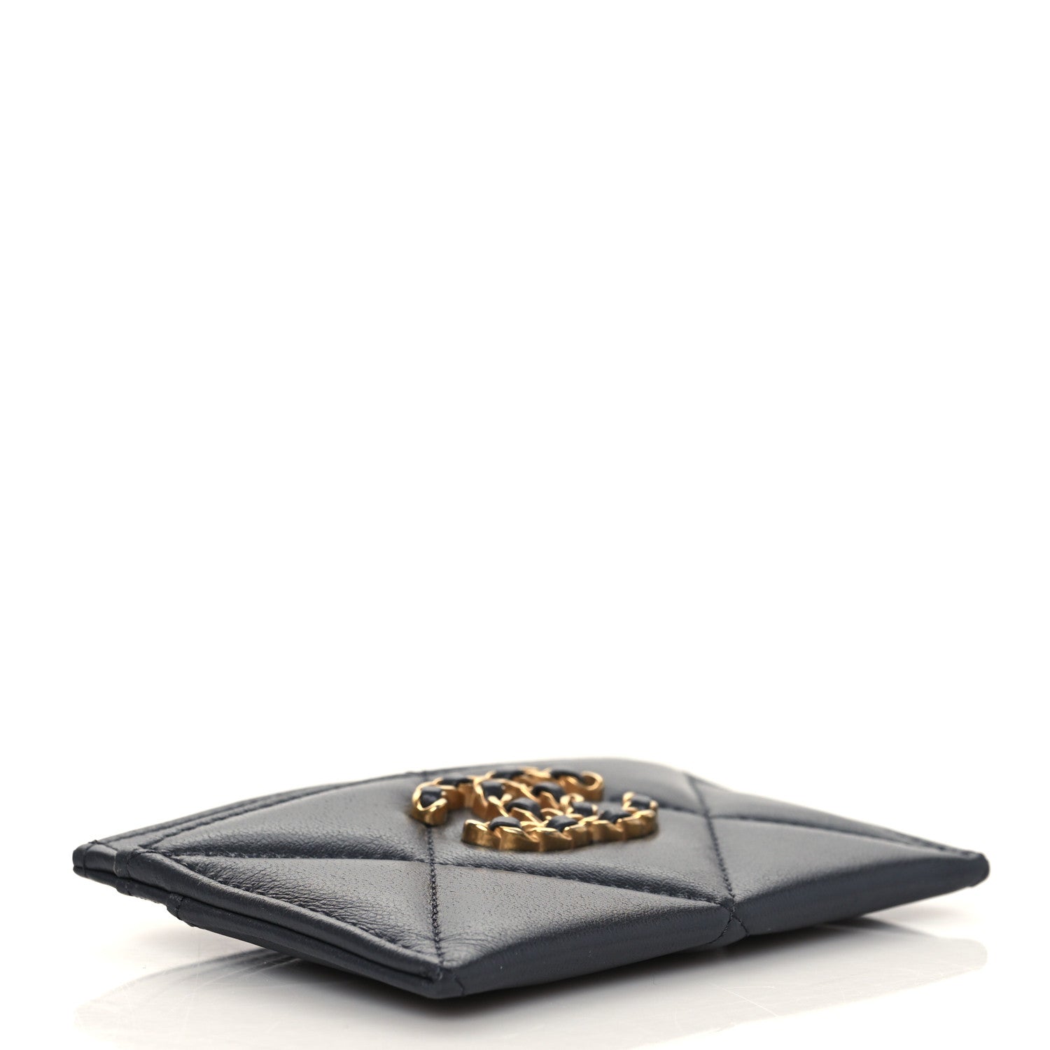 Chanel Lambskin Quilted Chanel 19 Card Holder Dark Grey 4 of 9