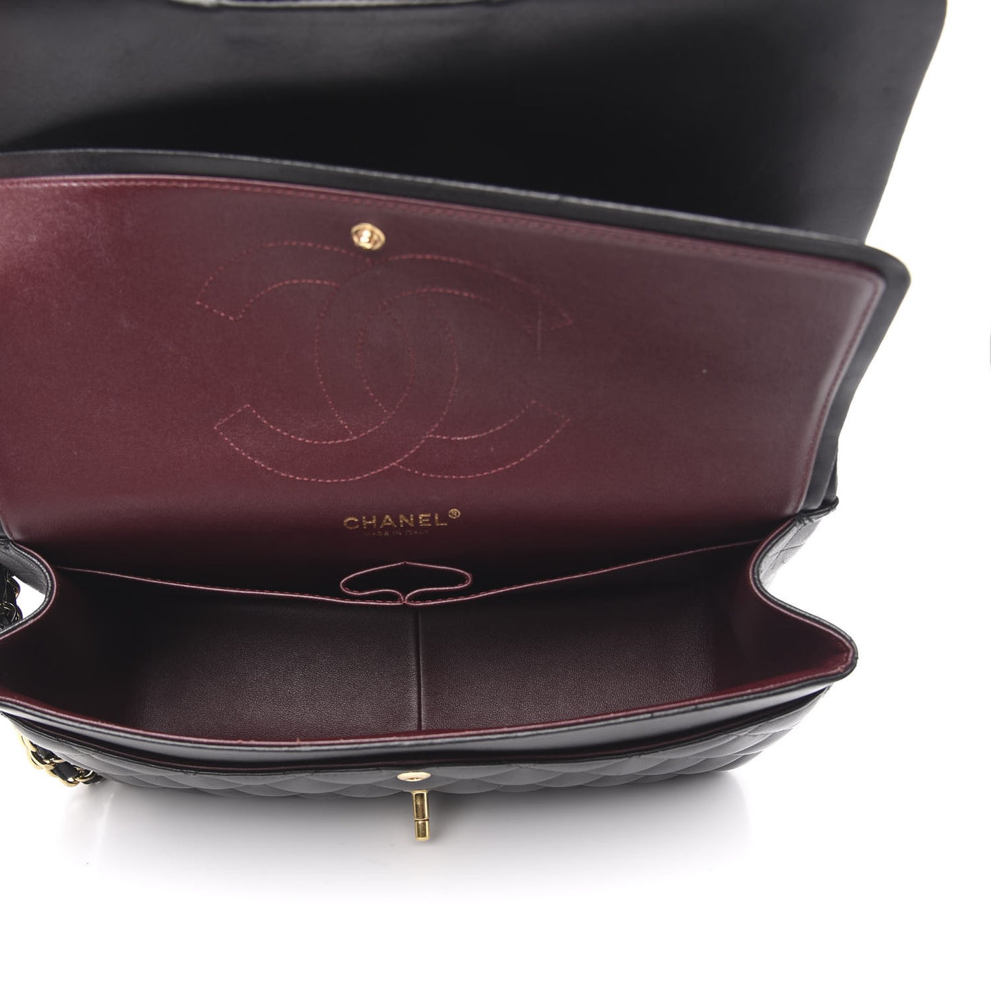 Lambskin Quilted Jumbo Double Flap Black