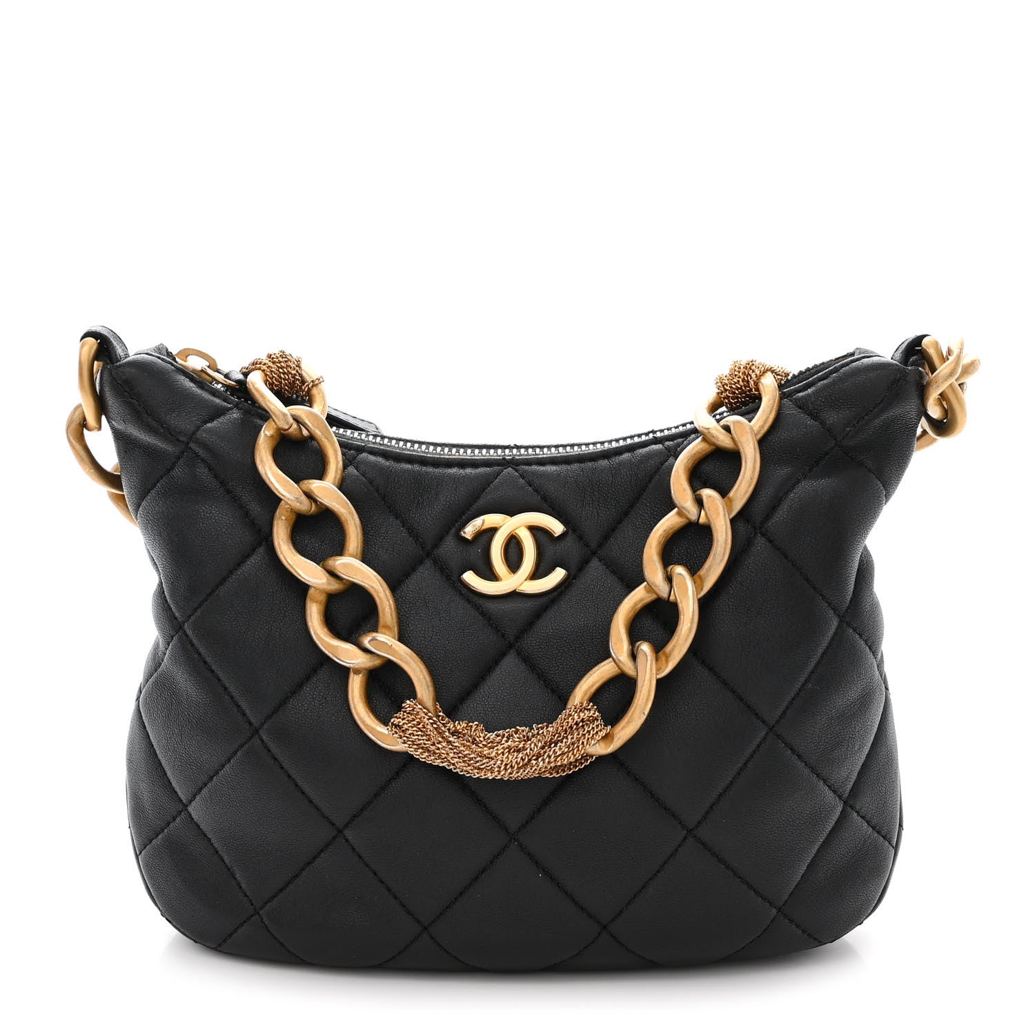 Chanel Lambskin Quilted CC Chain Hobo Black 1 of 10