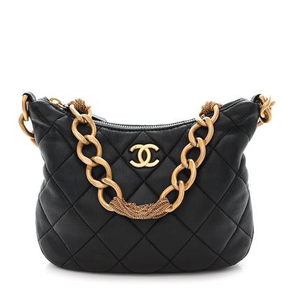 Chanel Lambskin Quilted CC Chain Hobo Black 1 of 10