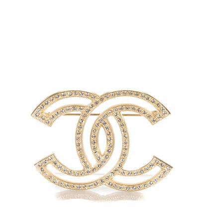 Chanel Crystal CC Brooch Light Gold 1 of 5