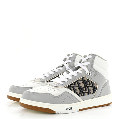 Christian Dior Smooth Calfskin Jacquard Oblique Mens B27 Mid Top Sneakers 41 Beige Blue 3 of 8
