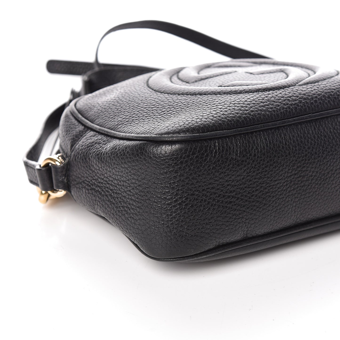 Pebbled Calfskin Small Soho Disco Bag Black