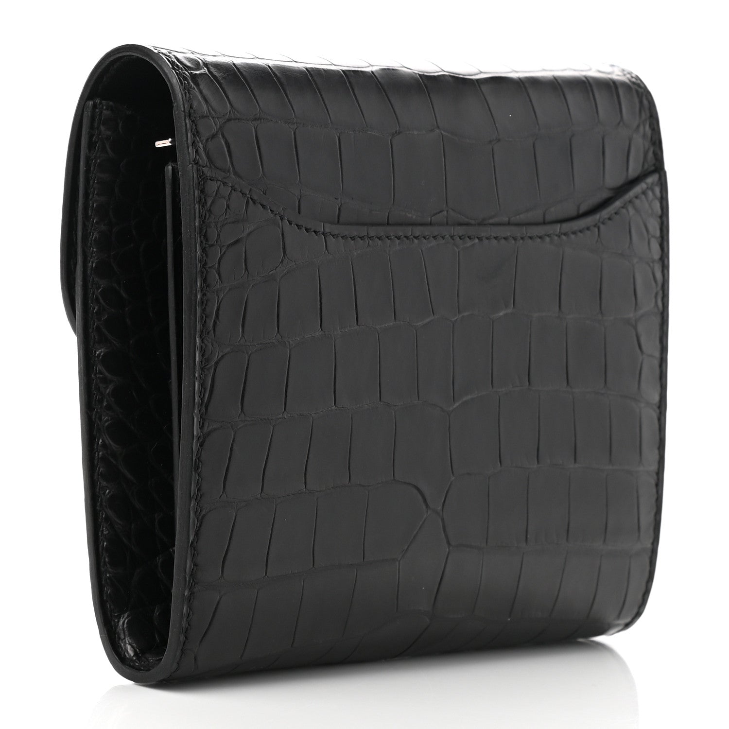 Hermes Matte Alligator Constance Short Wallet Black 3 of 8