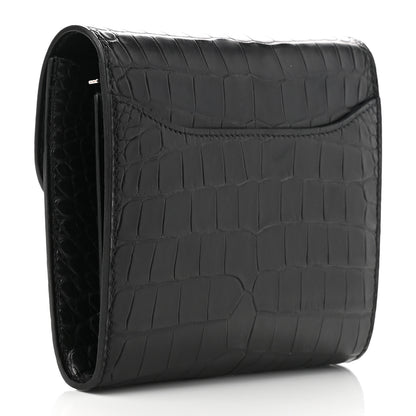 Hermes Matte Alligator Constance Short Wallet Black 3 of 8