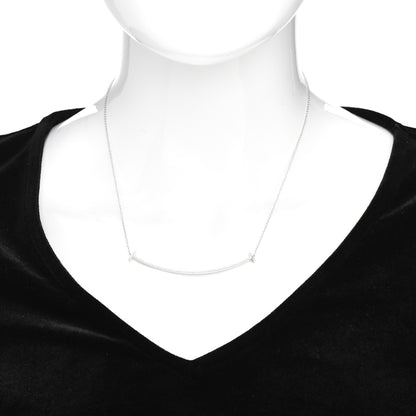 Tiffany 18K White Gold Diamond T Smile Pendant Necklace 2 of 4
