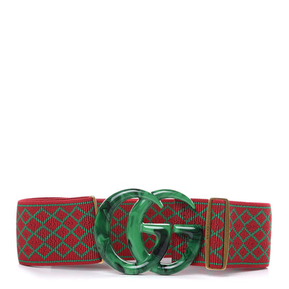 Gucci Diamante Elastic Plexiglass GG Marmont Belt 95 38 Red Green 1 of 5