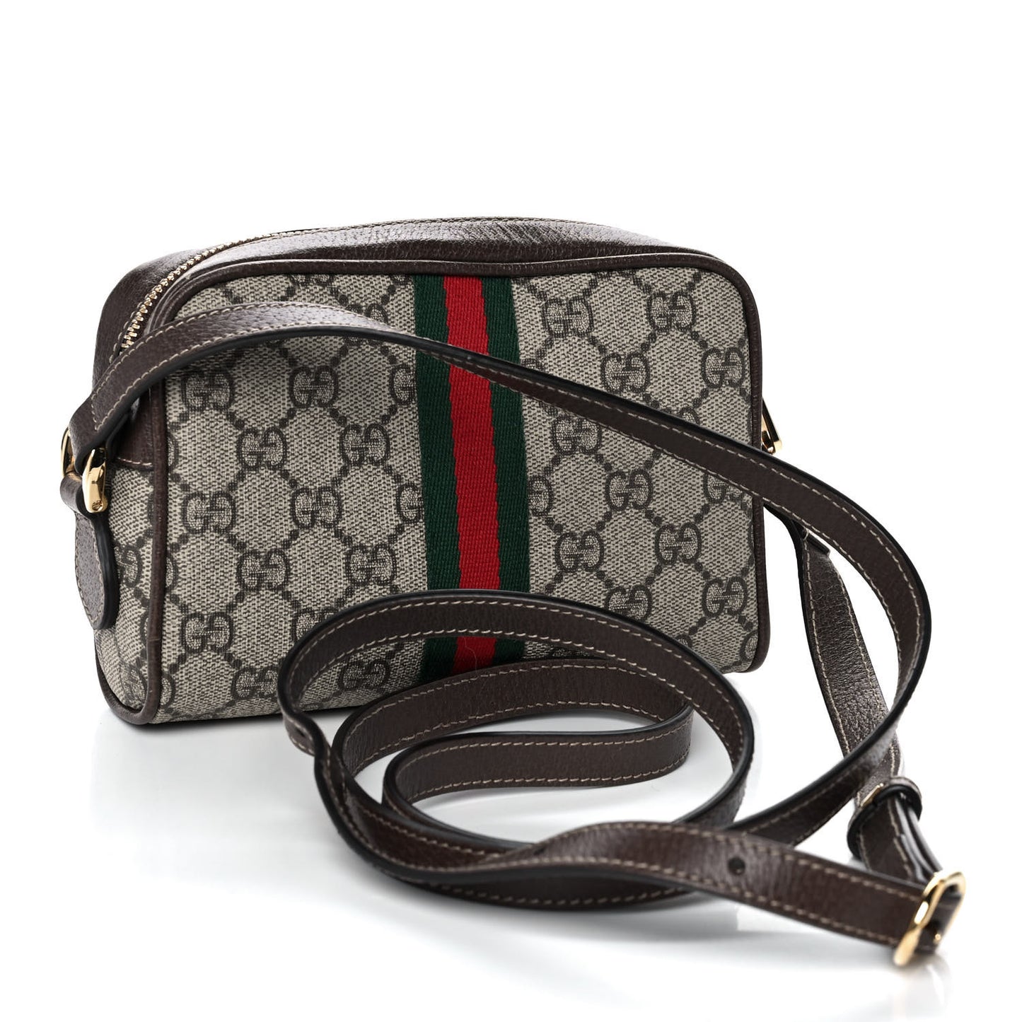 GG Supreme Monogram Web Mini Ophidia Shoulder Bag Brown