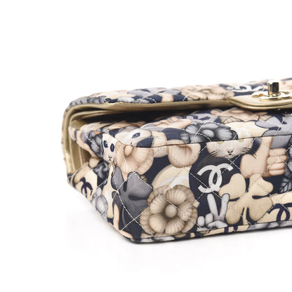 Chanel Nylon Quilted Medium Cat Emoticon Double Flap Navy Gold 11 of 13